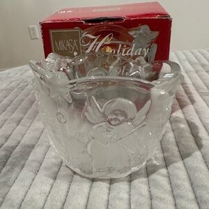 Mikasa vintage cherub votive holiday NIB